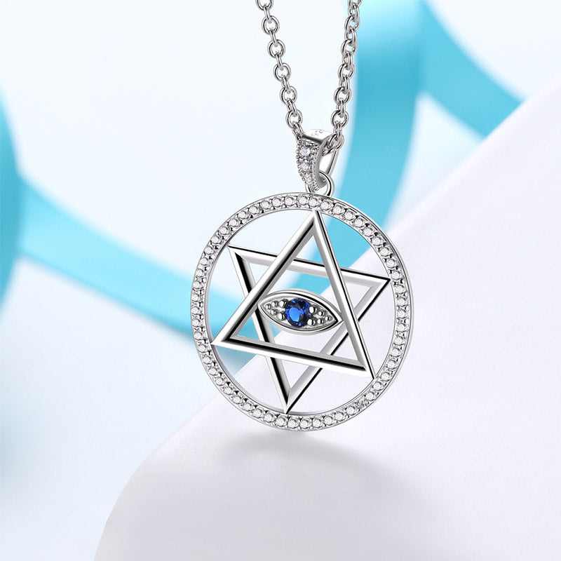 Tokyo Mart Blue Evil Eye Star of David Necklace Pendant Men Womens Jewelry 925 sterling silver