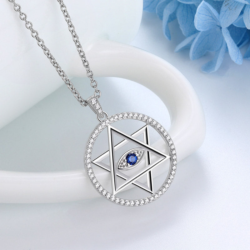 Tokyo Mart Blue Evil Eye Star of David Necklace Pendant Men Womens Jewelry 925 sterling silver