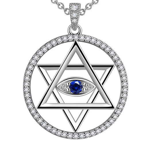 Tokyo Mart Blue Evil Eye Star of David Necklace Pendant Men Womens Jewelry 925 sterling silver