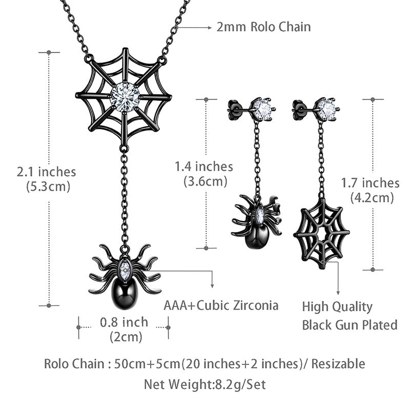 Tokyo Mart Women Halloween Spider Necklace Earrings Jewelry Set - Cosplay Party Costume Accessories