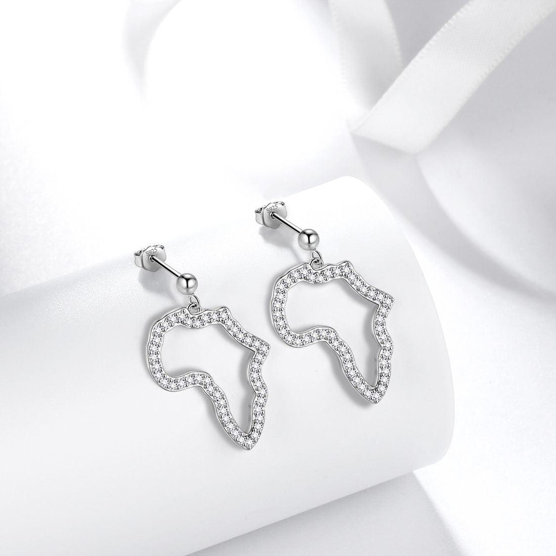 Tokyo Mart African Map Drop Earring Women Men Jewelry Gift 925 Sterling Silver