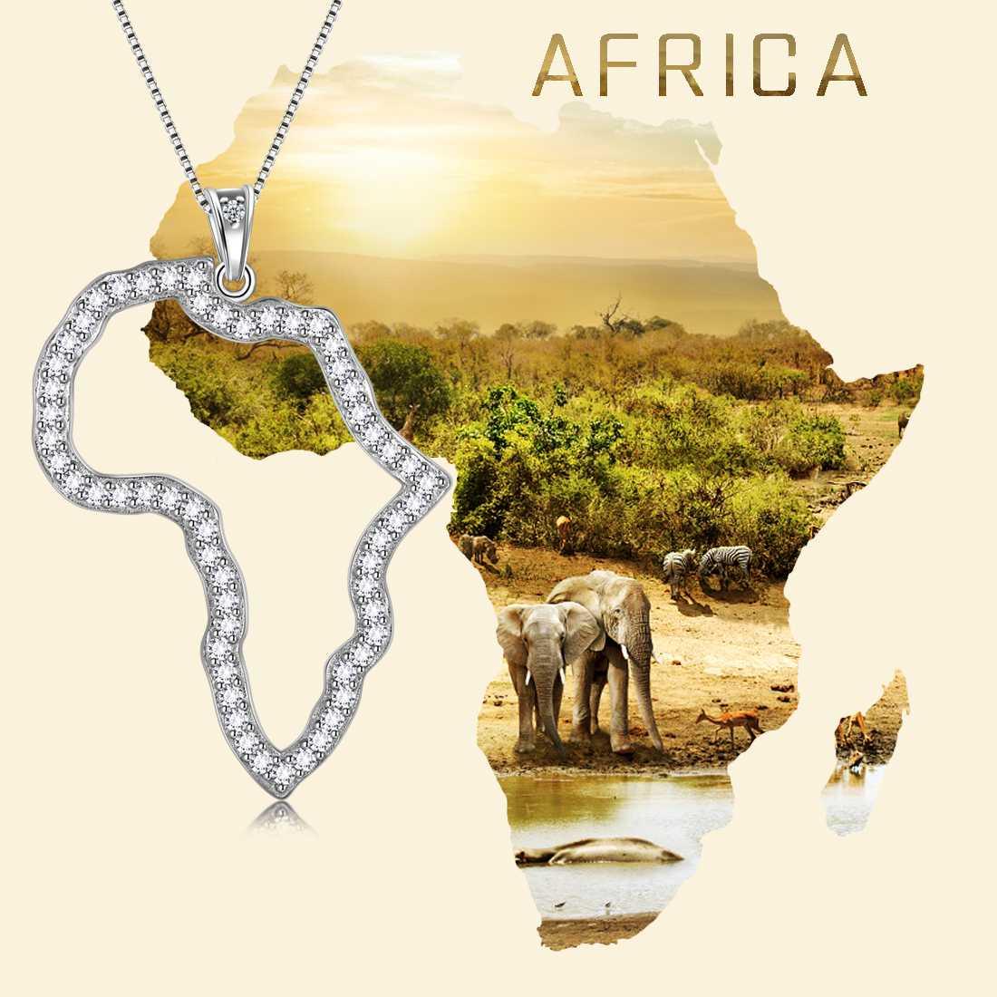 Tokyo Mart African Map Necklace Pendant Women Men Jewelry Gift 925 Sterling Silver