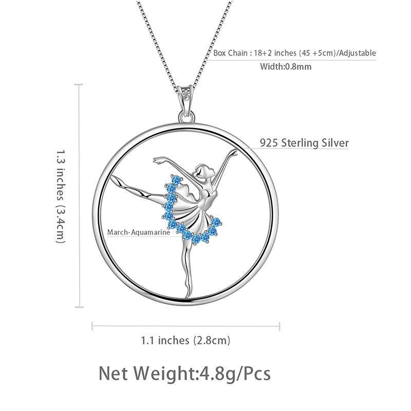 Tokyo Mart Halskette mit Anhänger „Ballerina“ für Balletttänzerin, Schmuck für Frauen und Mädchen, Geburtstagsgeschenk, 925er Sterlingsilber