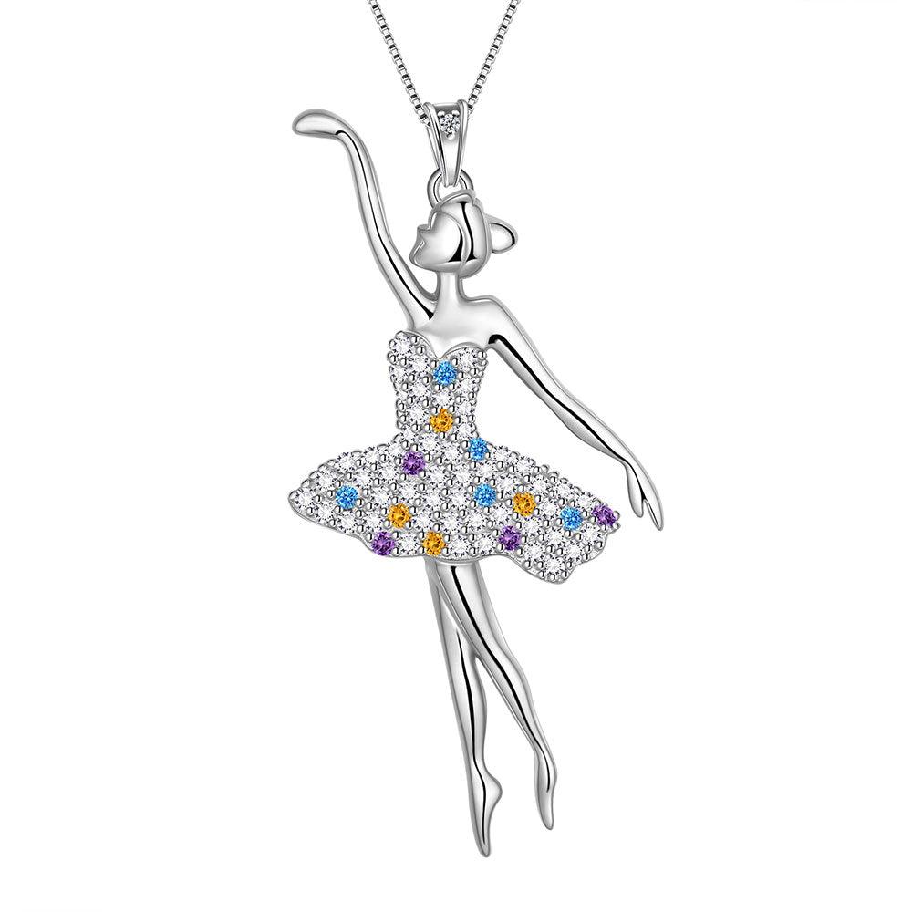 Tokyo Mart Women Ballerina Necklace Ballet Dancer Pendant Jewelry Girls Birthday Gift 925 Sterling Silver