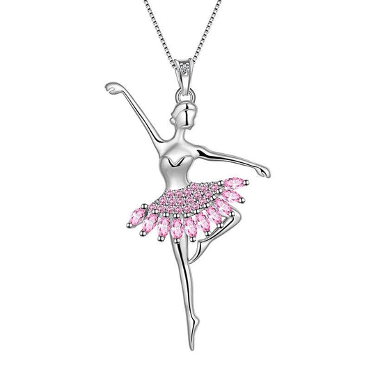 Tokyo Mart Halskette mit Anhänger „Ballerina Tiny Dancer“ – Schmuck für Frauen und Mädchen – Geburtstagsgeschenk 925 Sterling Silber