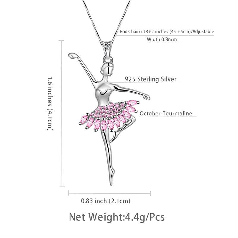 Tokyo Mart Halskette mit Anhänger „Ballerina Tiny Dancer“ – Schmuck für Frauen und Mädchen – Geburtstagsgeschenk 925 Sterling Silber