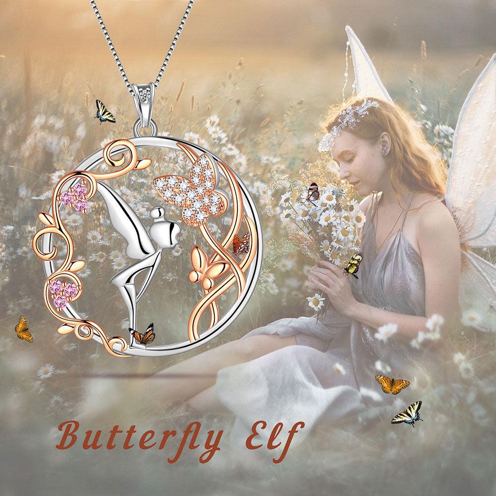 Tokyo Mart Butterfly Fairy Pendant Necklace Women Girls Jewelry Gifts 925 Sterling Silver