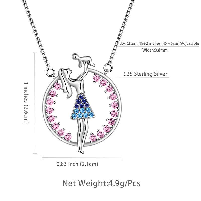 Tokyo Mart Women Mother and Child Pendant Necklace Mothers Day Gift 925 Sterling Silver