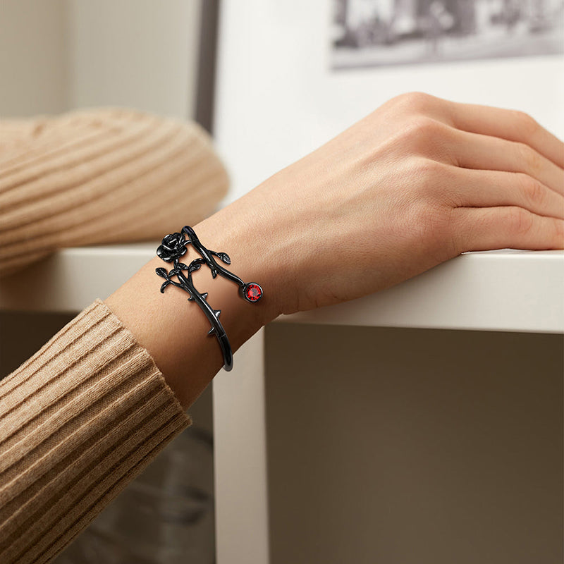 Tokyo Mart Women Rose Bracelets Rose Flower Cuff Bangle Bracelet Jewelry Girls Gothic Vintage Romantic Valentine's Day Gifts