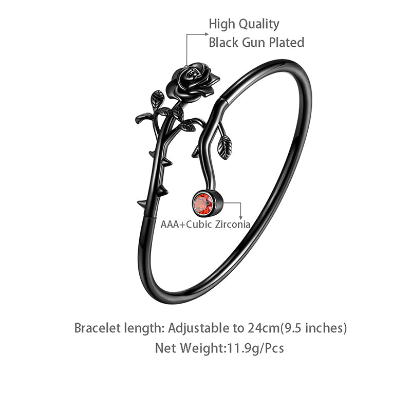 Tokyo Mart Gothic Vintage Rose Armbänder Schmuck Frauen Mädchen 3D Rose Blume Manschette Armreif Armband Romantische Geburtstag Valentinstag Geschenke 