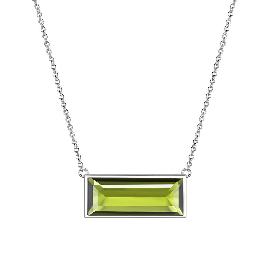 Tokyo Mart Bar Geburtsstein August Peridot Halskette Frauen Mädchen Schmuck Geburtstagsgeschenk Sterling Silber