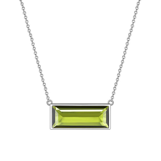 Tokyo Mart Bar Geburtsstein August Peridot Halskette Frauen Mädchen Schmuck Geburtstagsgeschenk Sterling Silber