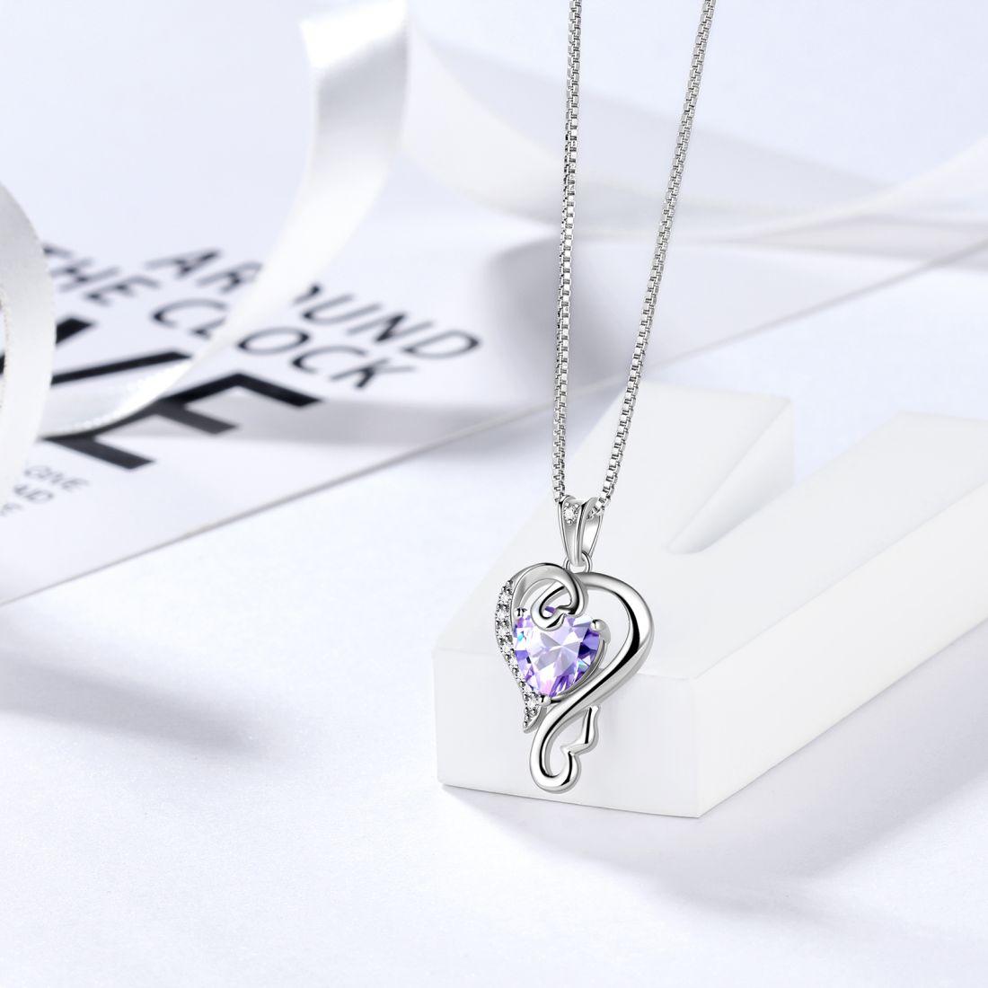 Tokyo Mart Halskette mit Anhänger „Love Heart“ mit Geburtsstein, Alexandrit, Juni, für Damen und Mädchen, Schmuck, Geschenk zum Geburtstag