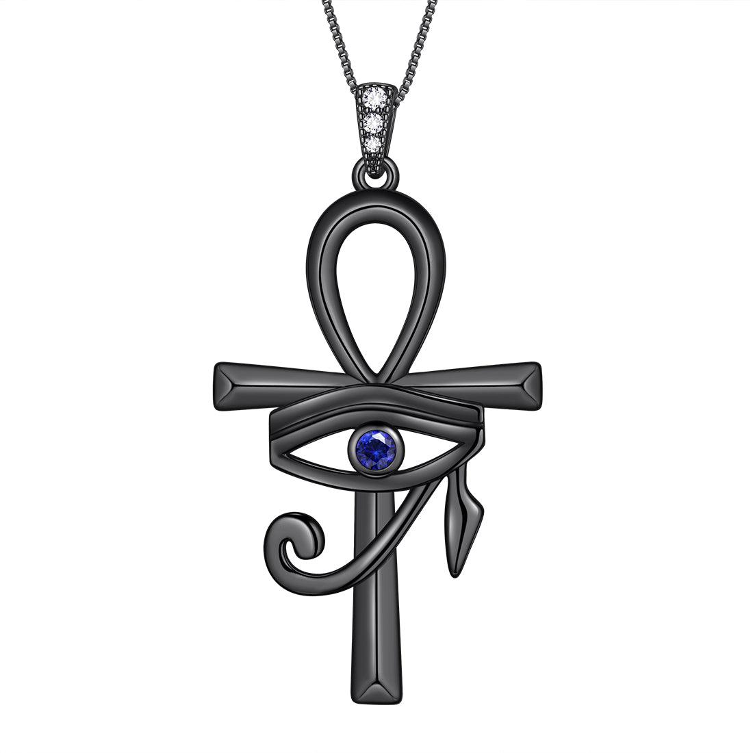 Tokyo Mart Ankh Cross Blue Eye of Horus Necklace Pendant Women Mens Jewelry Gift