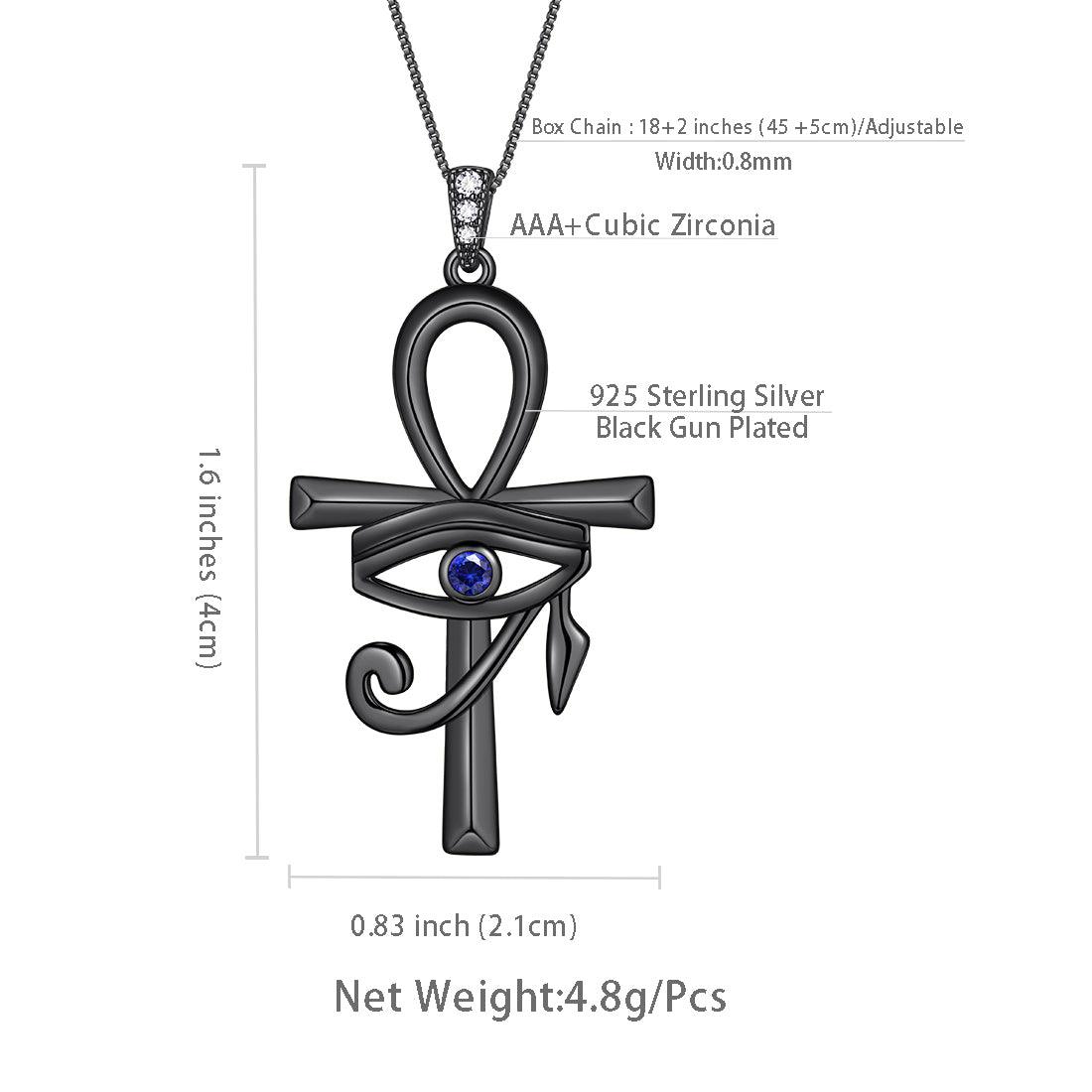 Tokyo Mart Herren-Halskette mit Ankh-Kreuz und blauem Auge des Horus, Anhänger, Damenschmuck, Geschenk