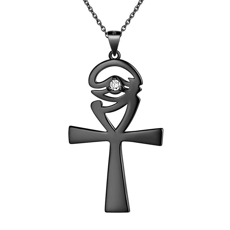 Tokyo Mart Ankh Cross Eye of Horus Necklace Pendant Mens Women Jewelry 925 Sterling Silver