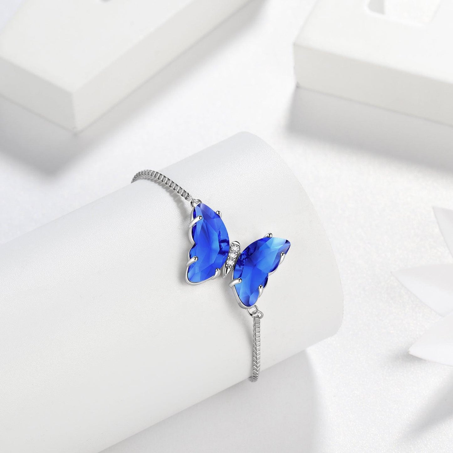 Tokyo Mart Blue Butterfly Bracelet September Sapphire Birthstone Women Girls Jewelry Birthday Gift