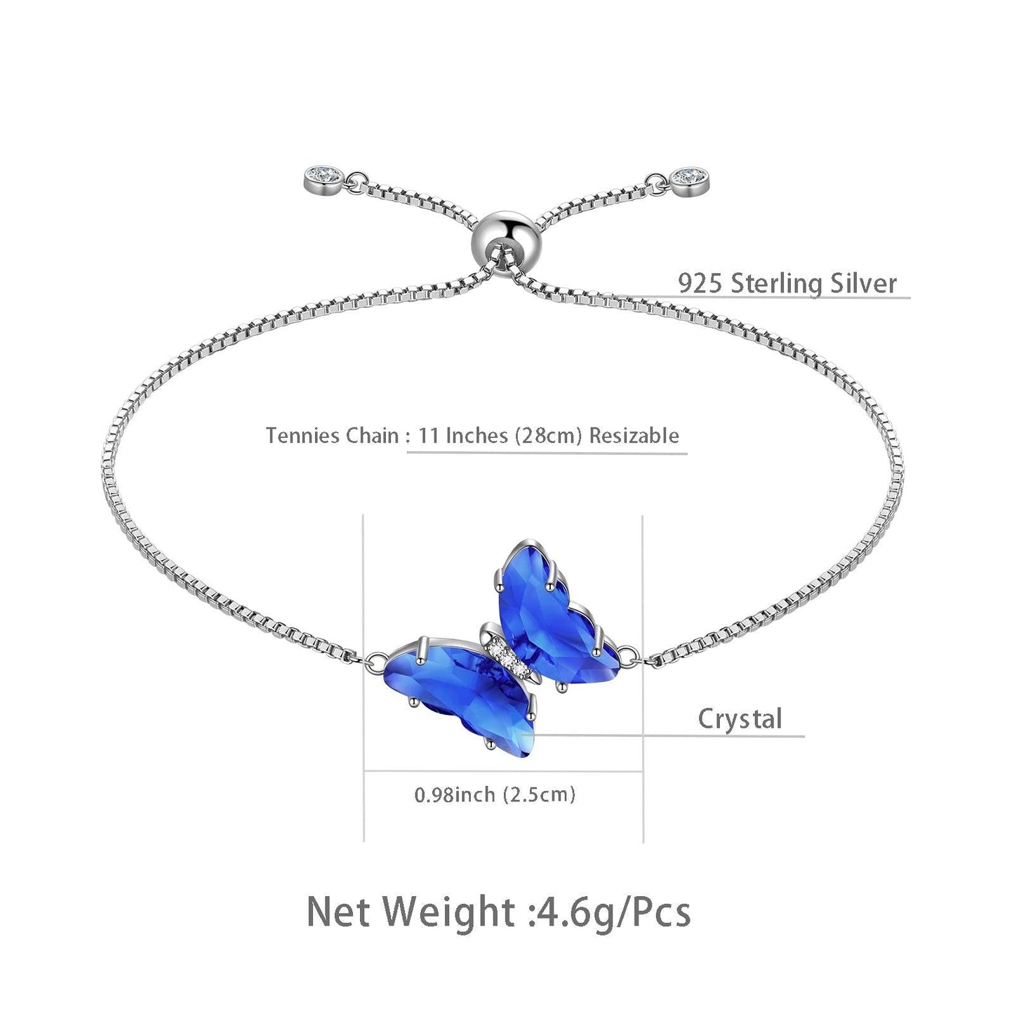 Tokyo Mart Blue Butterfly Bracelet September Sapphire Birthstone Women Girls Jewelry Birthday Gift