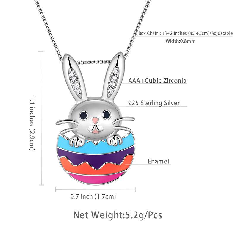 Tokyo Mart Women Girl Kids Bunny Rabbit Easter Egg Pendant Necklace Easter Gift 925 Sterling Silver