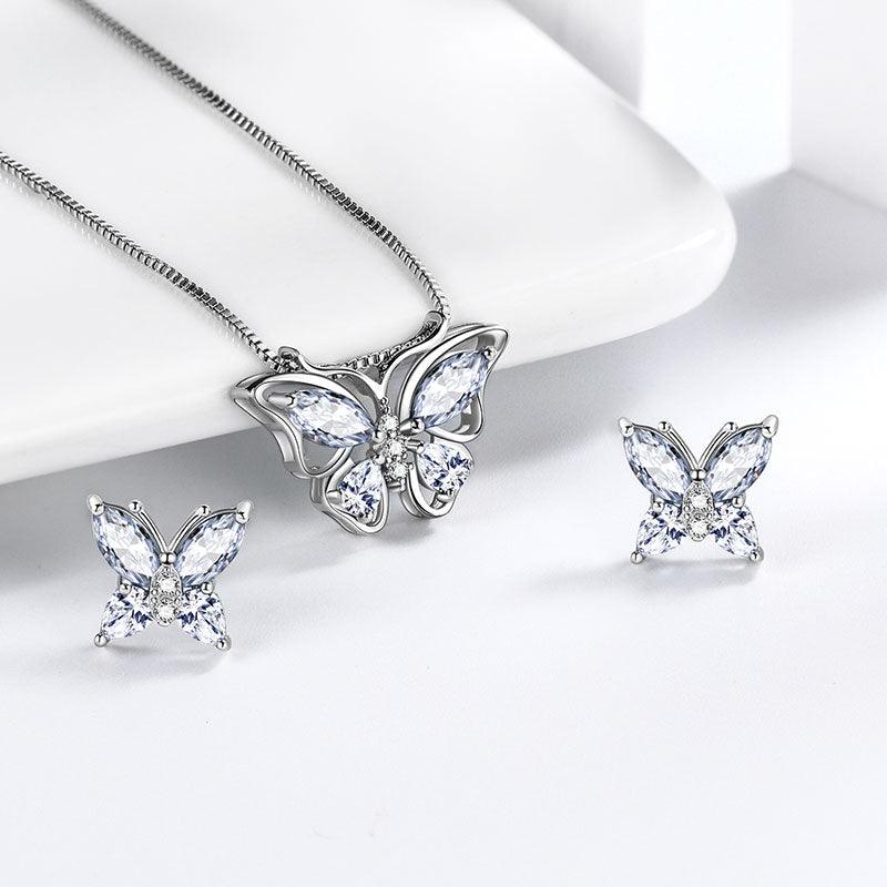 Tokyo Mart Butterfly Jewelry Set Birthstone April Diamond Women Girls Birthday Gift