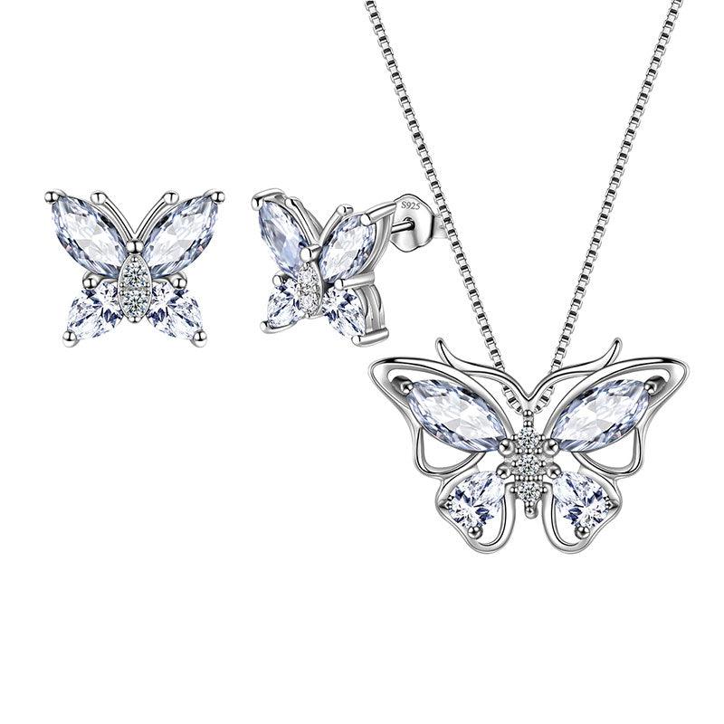 Tokyo Mart Butterfly Jewelry Set Birthstone April Diamond Women Girls Birthday Gift