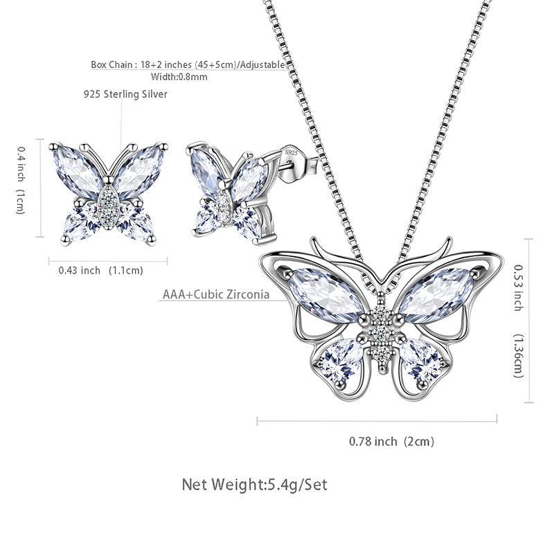 Tokyo Mart Butterfly Jewelry Set Birthstone April Diamond Women Girls Birthday Gift