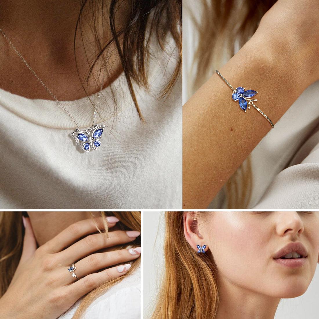 Tokyo Mart Butterfly Bracelet Birthstone December Tanzanite Women Girls Jewelry Birthday Gift