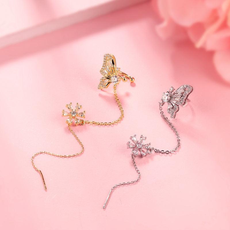 Tokyo Mart Women Butterfly Flower Ear Cuffs Wrap Earrings Stud Jewelry