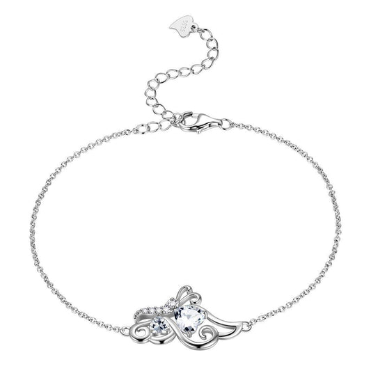 Tokyo Mart Butterfly Birthstone April Diamond Bracelet Women Girls Jewelry Birthday Gift 925 Sterling Silver