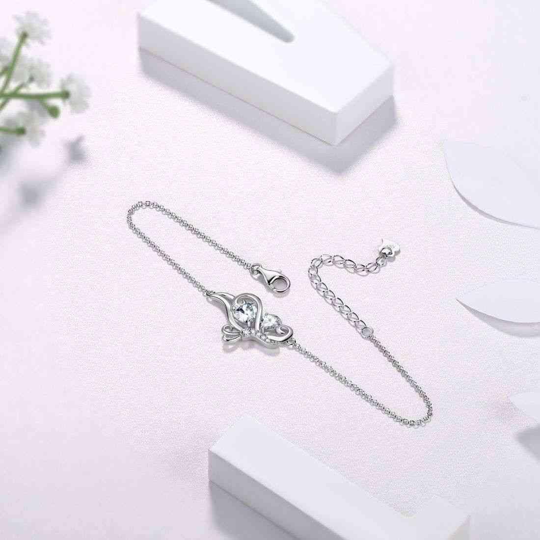 Tokyo Mart Butterfly Birthstone April Diamond Bracelet Women Girls Jewelry Birthday Gift 925 Sterling Silver