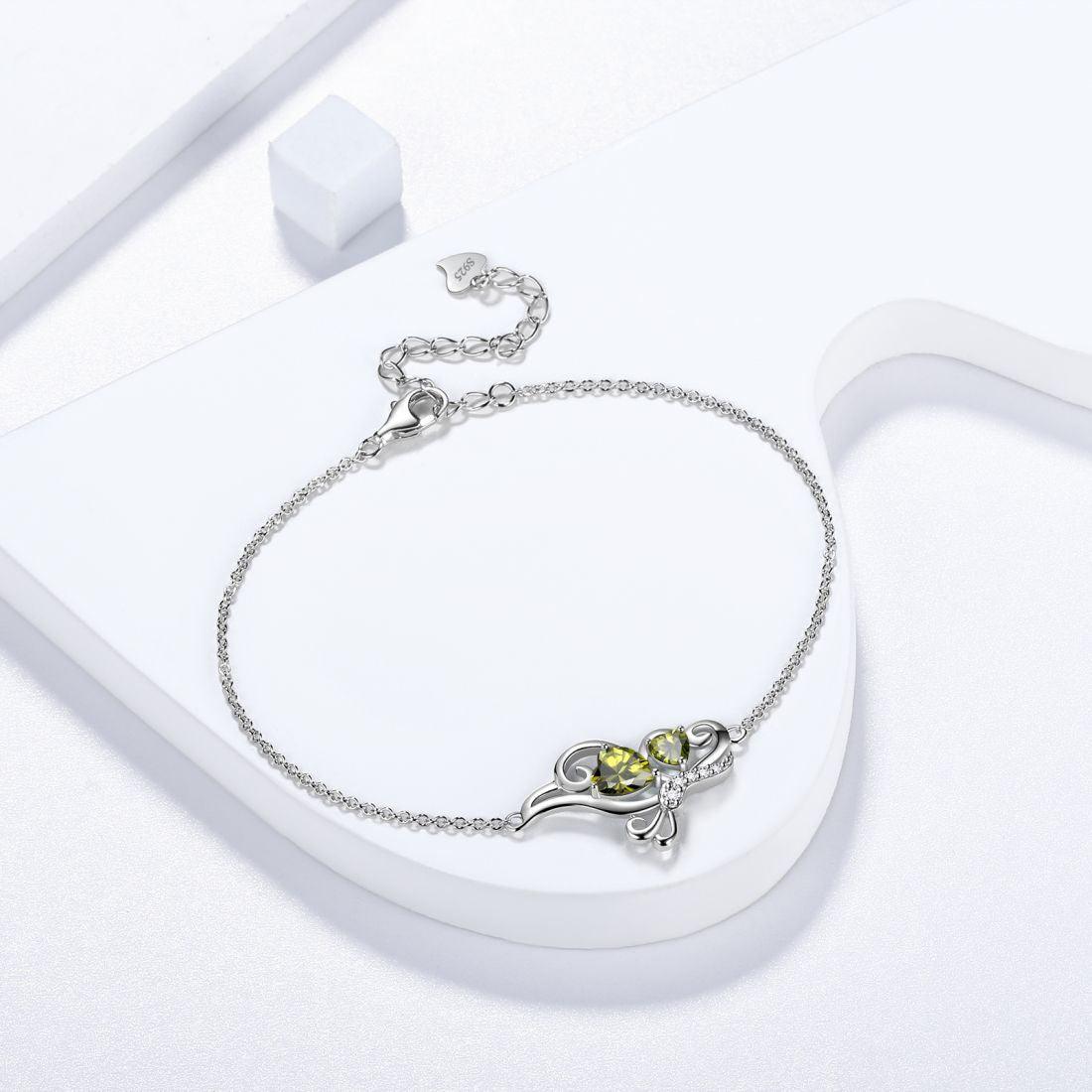 Tokyo Mart Butterfly Birthstone August Peridot Bracelet Women Girls Jewelry Birthday Gift 925 Sterling Silver