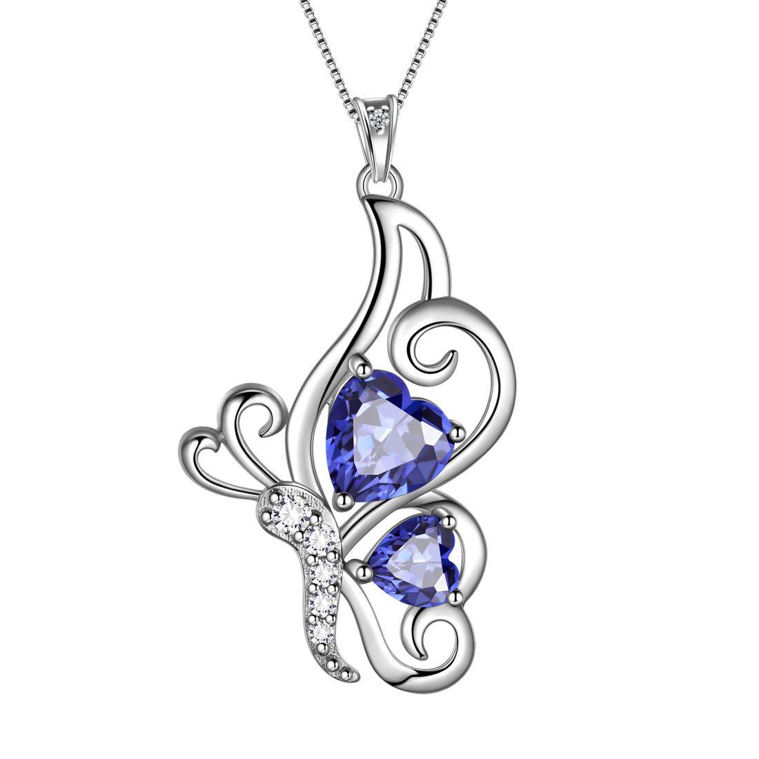 Tokyo Mart Butterfly Birthstone December Tanzanite Necklace Women Girls Jewelry Birthday Gift Sterling Silver