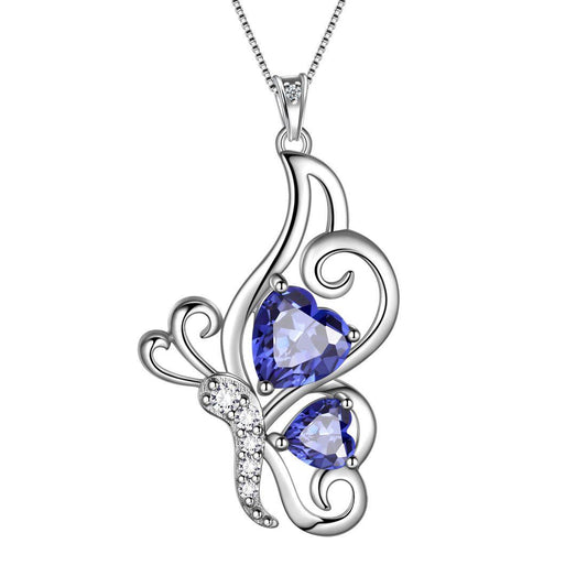 Tokyo Mart Butterfly Birthstone December Tanzanite Necklace Women Girls Jewelry Birthday Gift Sterling Silver