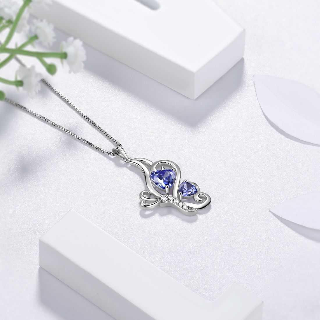 Tokyo Mart Butterfly Birthstone December Tanzanite Necklace Women Girls Jewelry Birthday Gift Sterling Silver