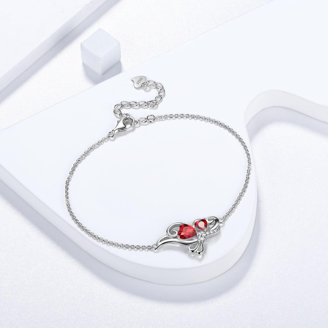 Tokyo Mart Butterfly Birthstone January Garnet Bracelet Women Girls Jewelry Birthday Gift 925 Sterling Silver