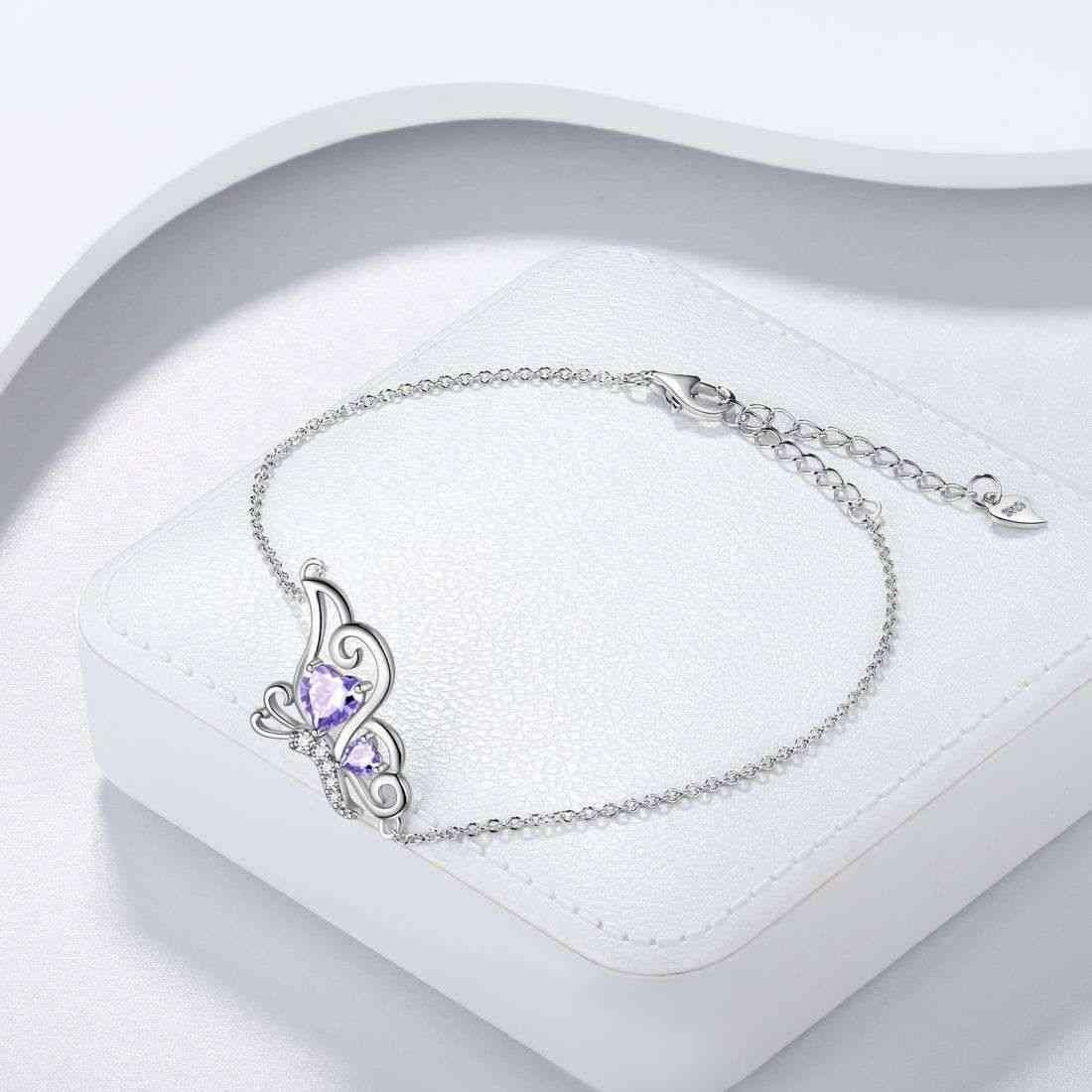 Tokyo Mart Butterfly Birthstone June Alexandrite Bracelet Women Girls Jewelry Birthday Gift 925 Sterling Silver