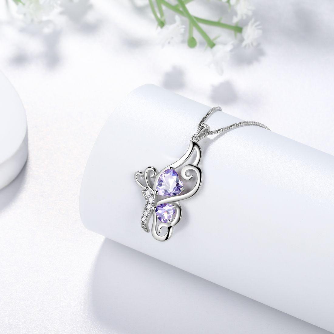 Tokyo Mart Butterfly Birthstone June Alexandrite Necklace Women Girls Jewelry Birthday Gift Sterling Silver