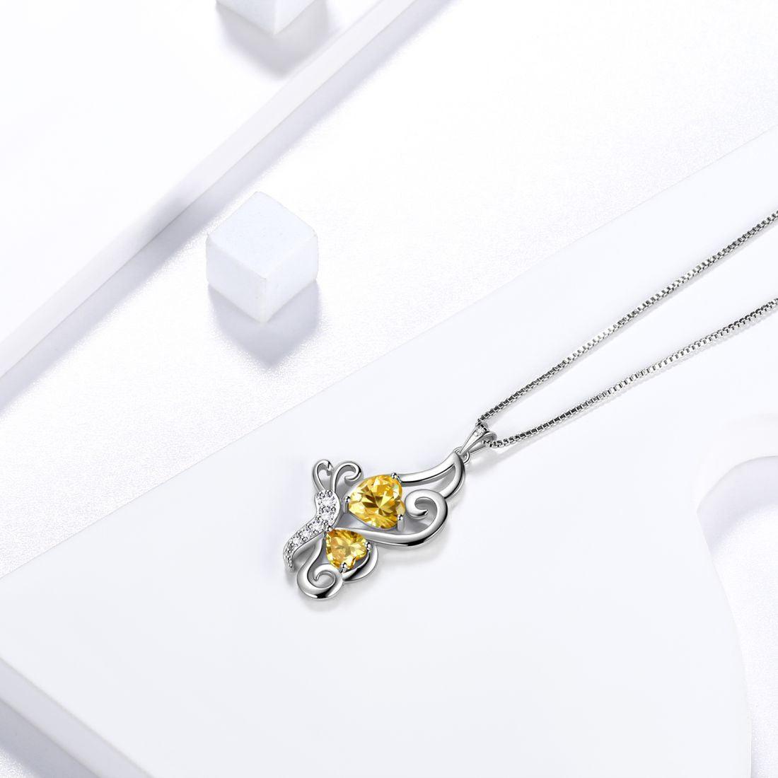 Tokyo Mart Butterfly Birthstone November Citrine Necklace Women Girls Jewelry Birthday Gift Sterling Silver