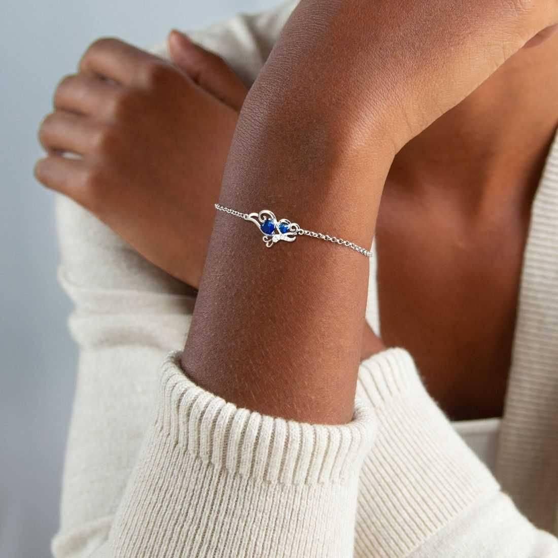 Tokyo Mart Butterfly Birthstone September Sapphire Bracelet Women Girls Jewelry Birthday Gift 925 Sterling Silver