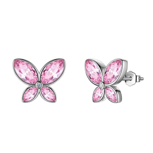 Tokyo Mart Butterfly Stud Earrings Birthstone October Tourmaline Women Girls Jewelry Birthday Gift