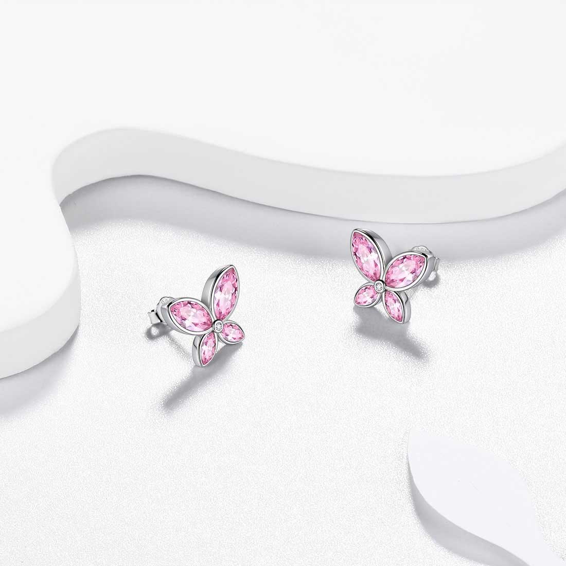 Tokyo Mart Butterfly Stud Earrings Birthstone October Tourmaline Women Girls Jewelry Birthday Gift