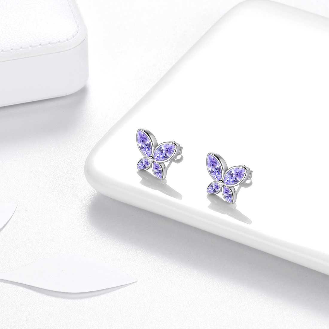 Tokyo Mart Butterfly Stud Earrings Birthstone June Alexandrite Women Girls Jewelry Birthday Gift