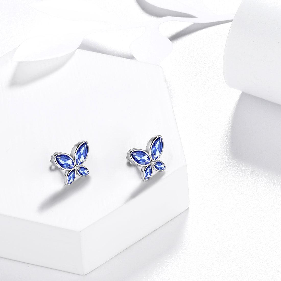 Tokyo Mart Butterfly Stud Earrings Birthstone December Tanzanite Women Girls Jewelry Birthday Gift