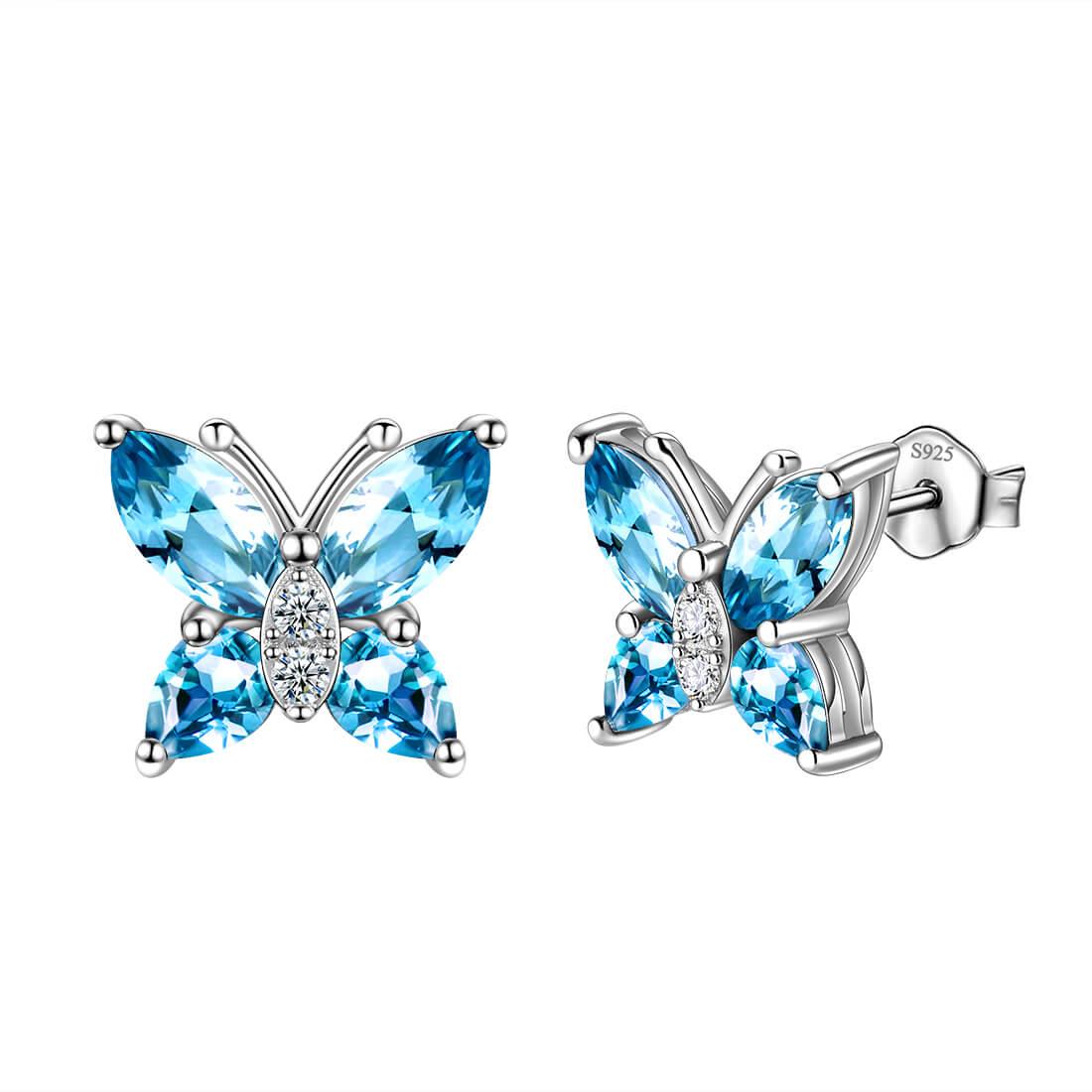 Tokyo Mart Butterfly Stud Earrings Women Birthstone Jewelry Birthday Gifts 925 Sterling Silver