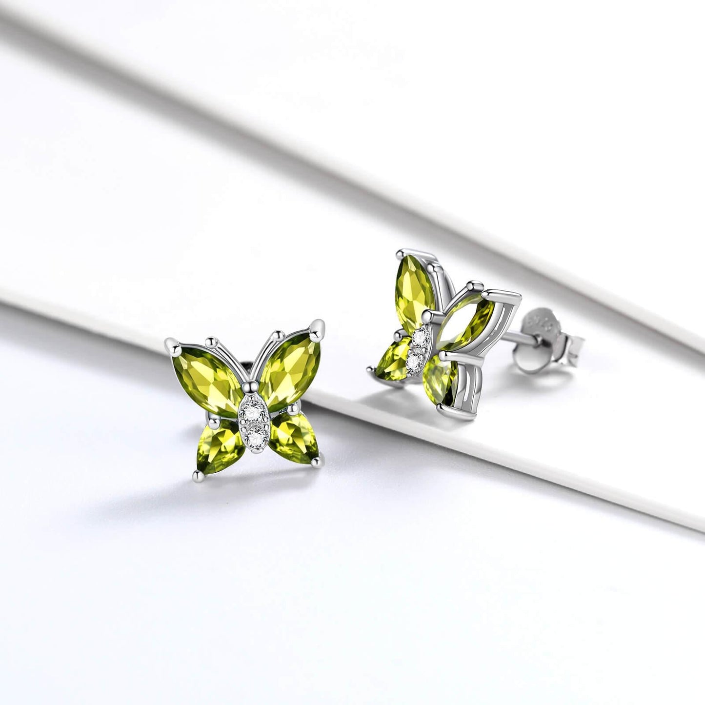 Tokyo Mart Women Stud Earrings Butterfly Birthstone August Peridot Girls Jewelry Birthday Gift