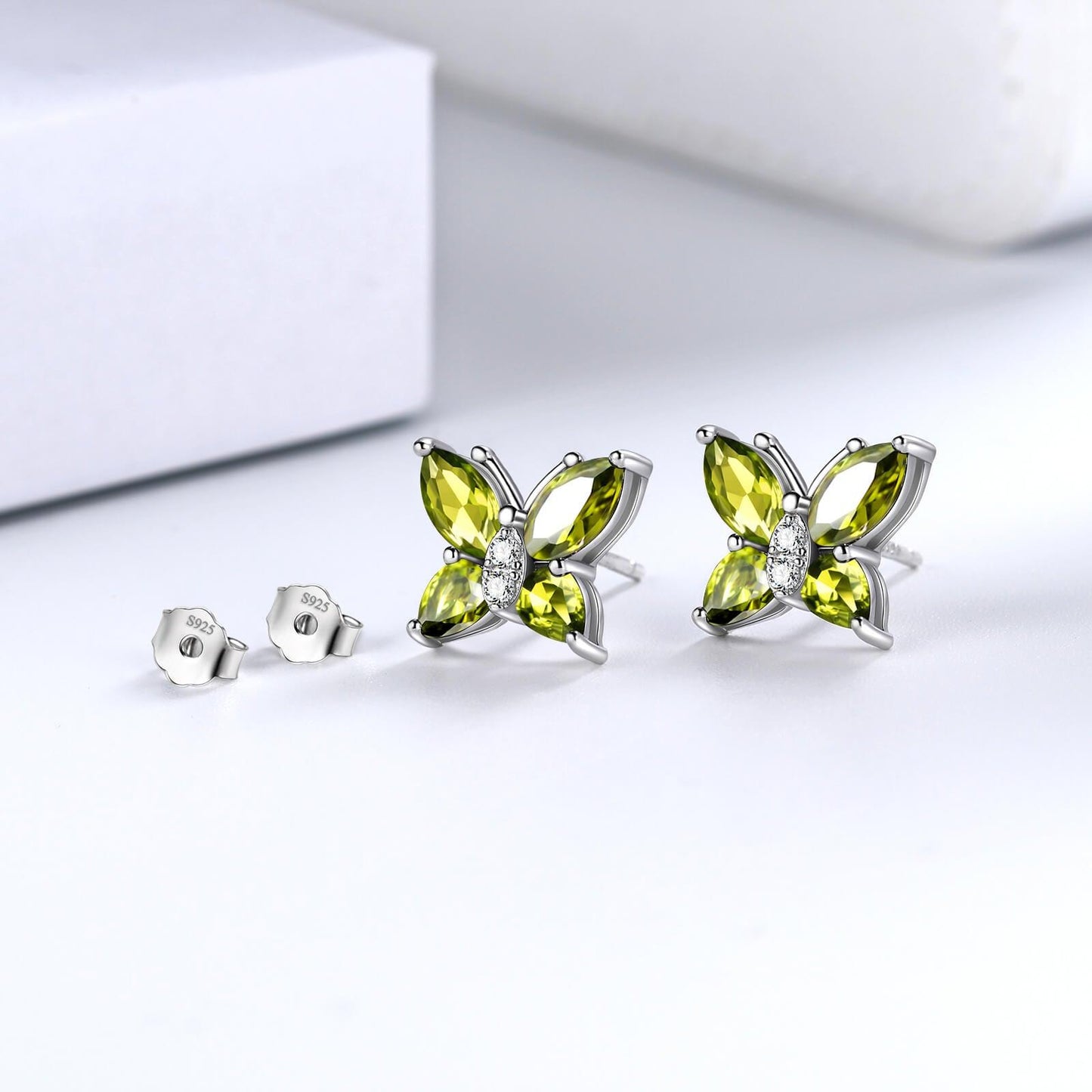 Tokyo Mart Women Stud Earrings Butterfly Birthstone August Peridot Girls Jewelry Birthday Gift