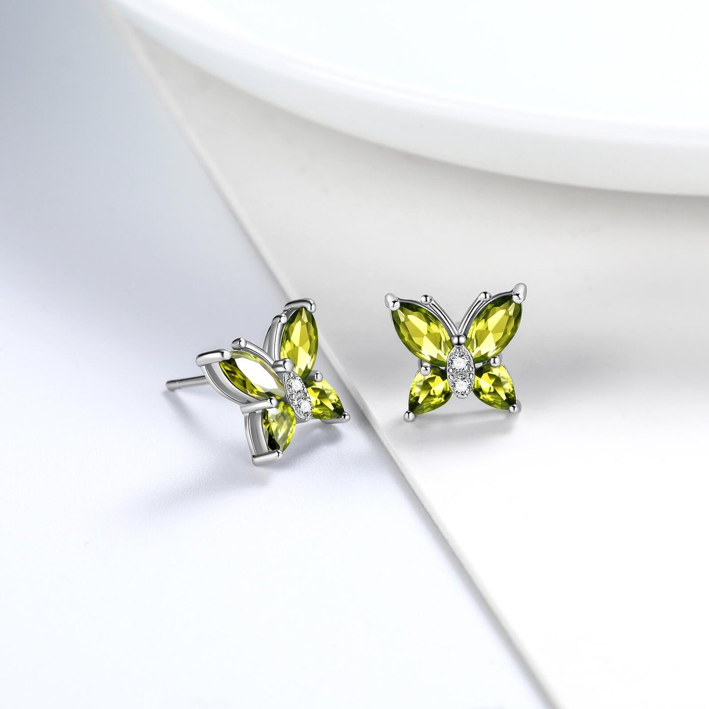 Tokyo Mart Women Stud Earrings Butterfly Birthstone August Peridot Girls Jewelry Birthday Gift