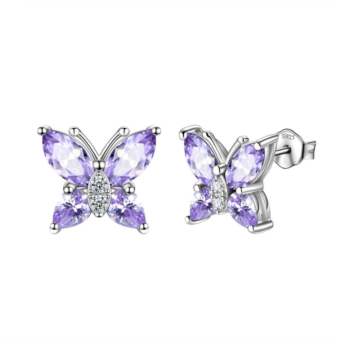 Tokyo Mart Women Stud Earrings Butterfly Birthstone June Alexandrite Girl Jewelry Gift