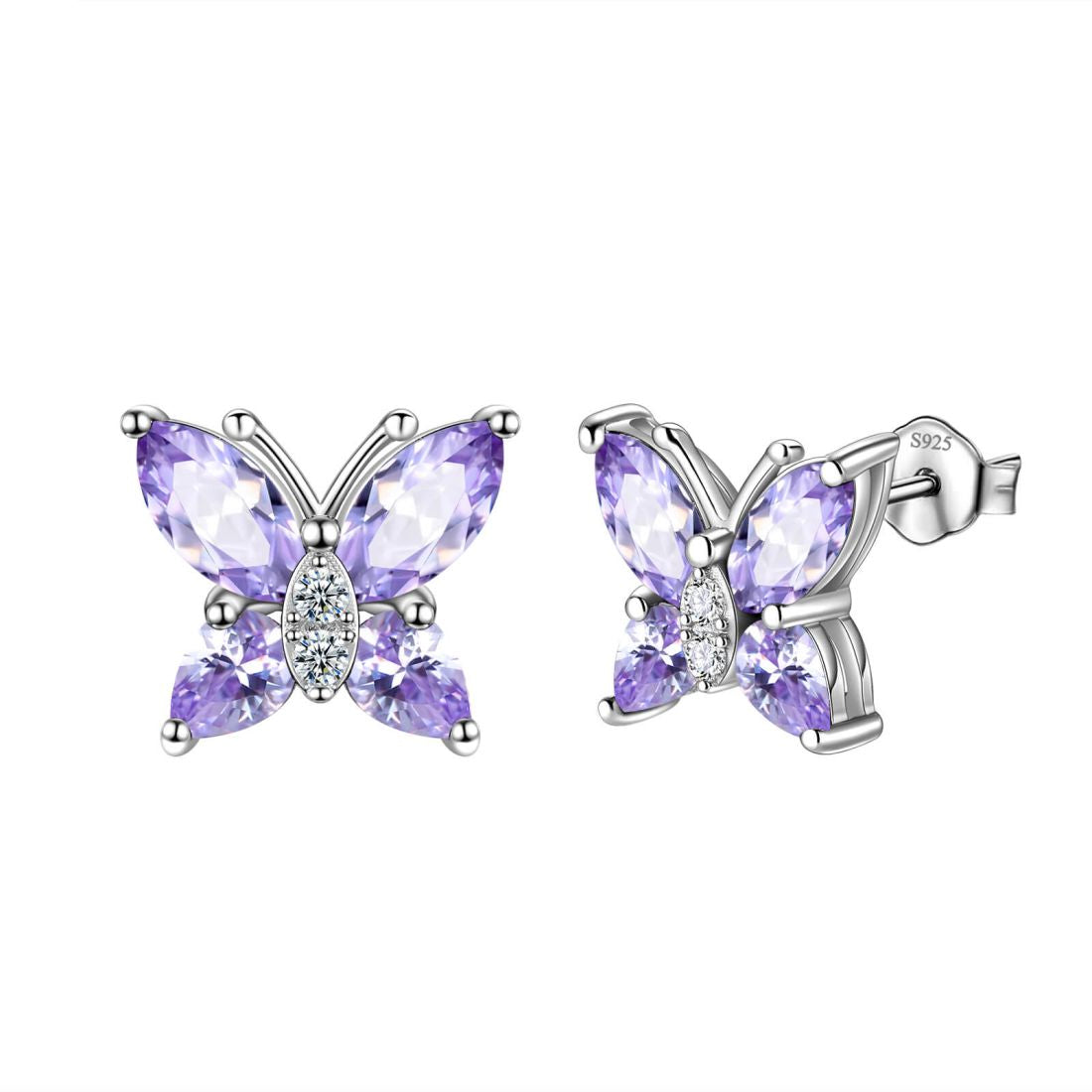 Tokyo Mart Butterfly Stud Earrings Women Birthstone Jewelry Birthday Gifts 925 Sterling Silver