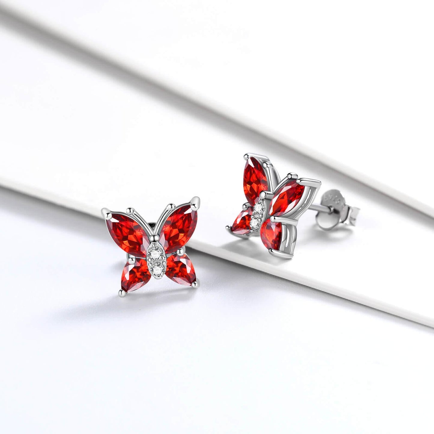 Tokyo Mart Women Stud Earrings Butterfly Birthstone January Garnet Girls Jewelry Birthday Gift